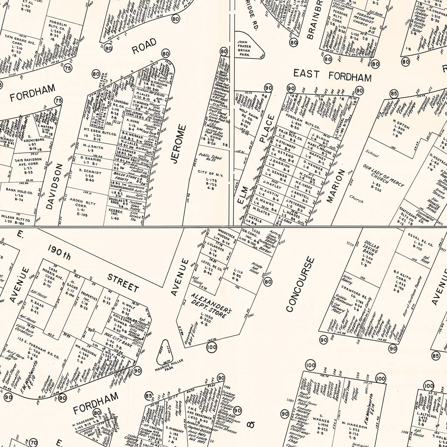 Vintage Map of New York City Business Section, New York, 1947