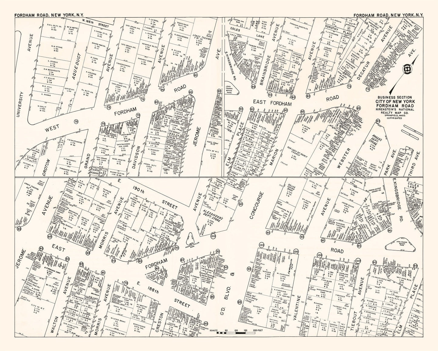 Vintage Map of New York City Business Section, New York, 1947