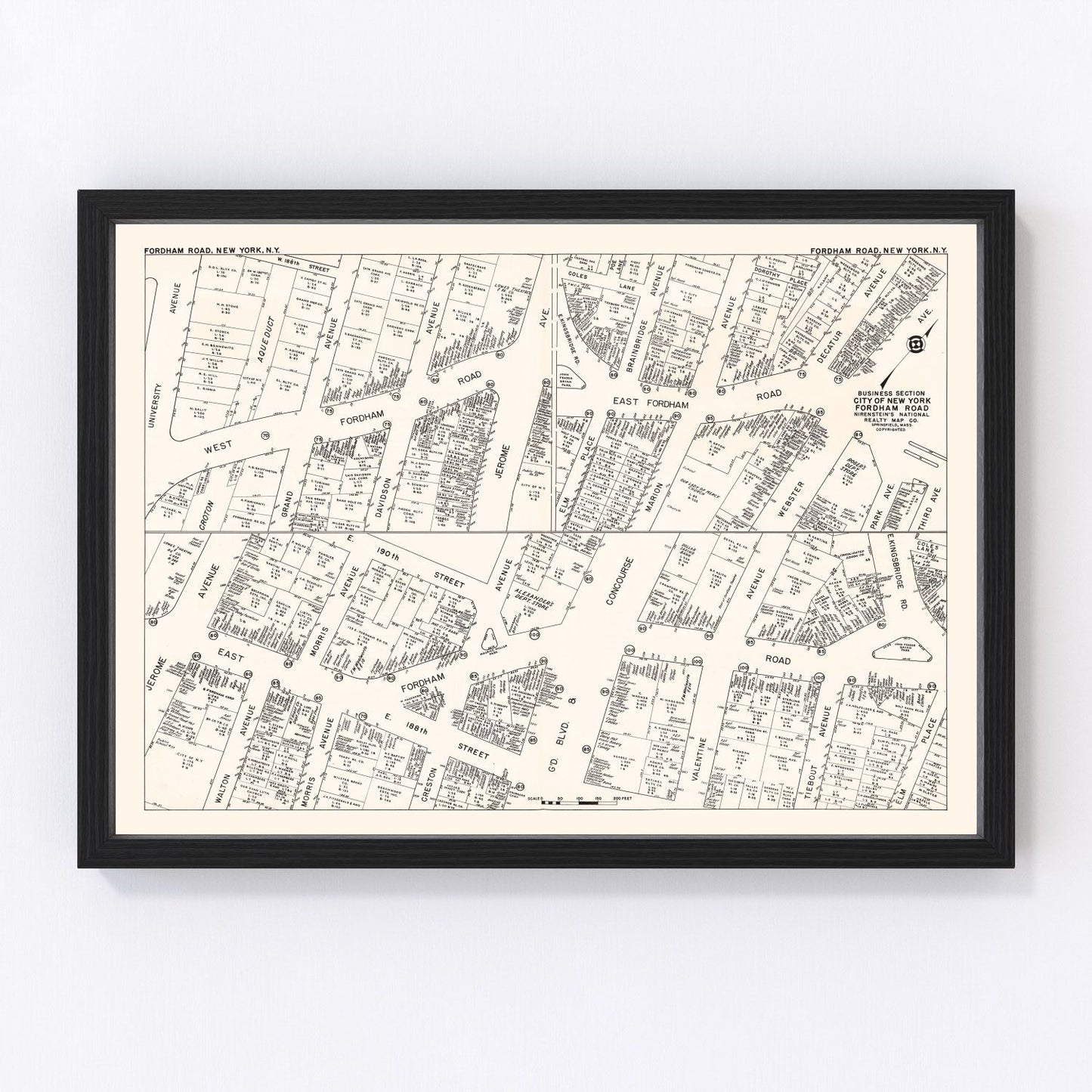 Vintage map of the New York City business section, 1947