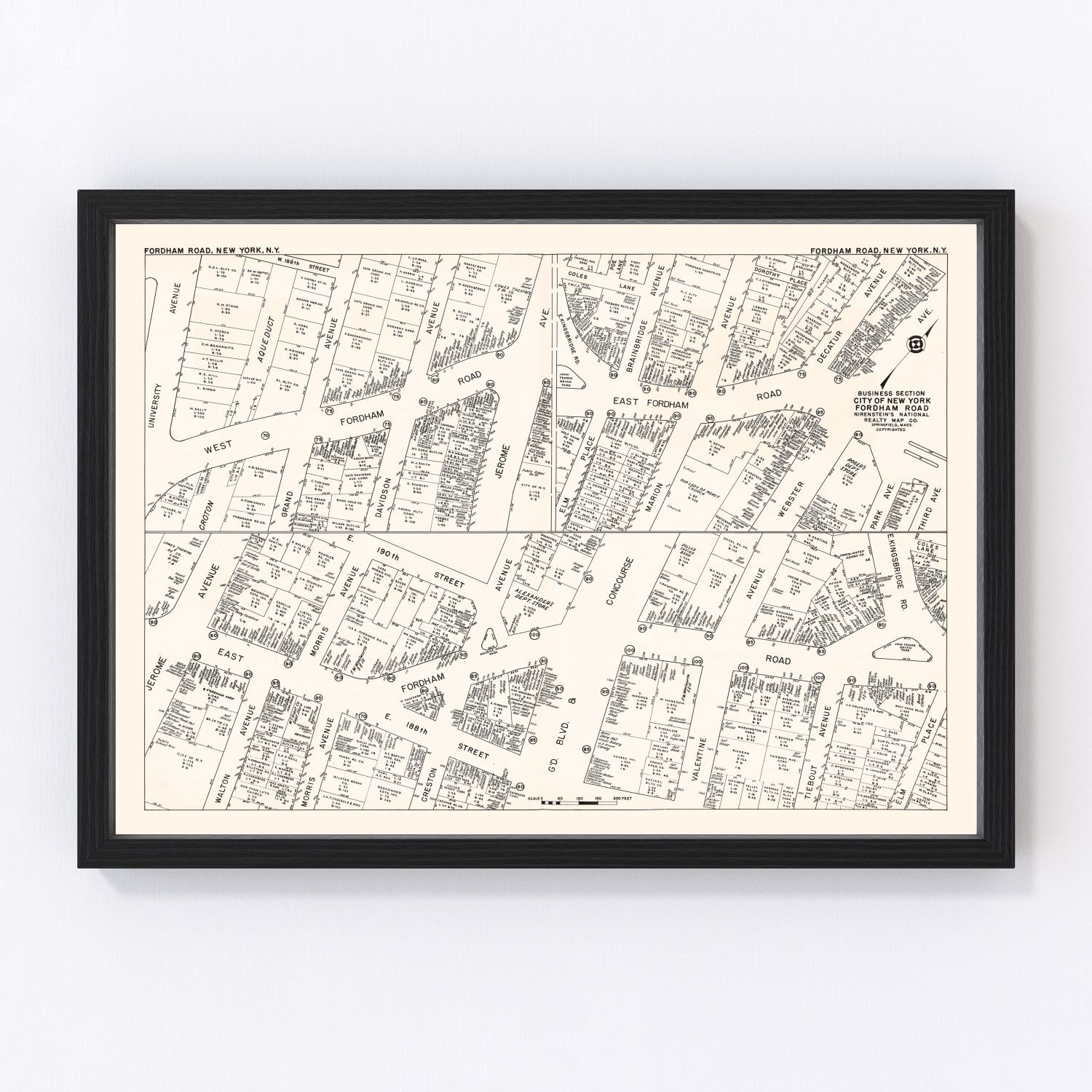 Vintage map of the New York City business section, 1947