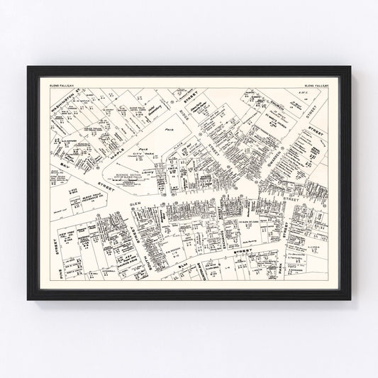 Vintage map of Glens Falls, New York business section, 1947
