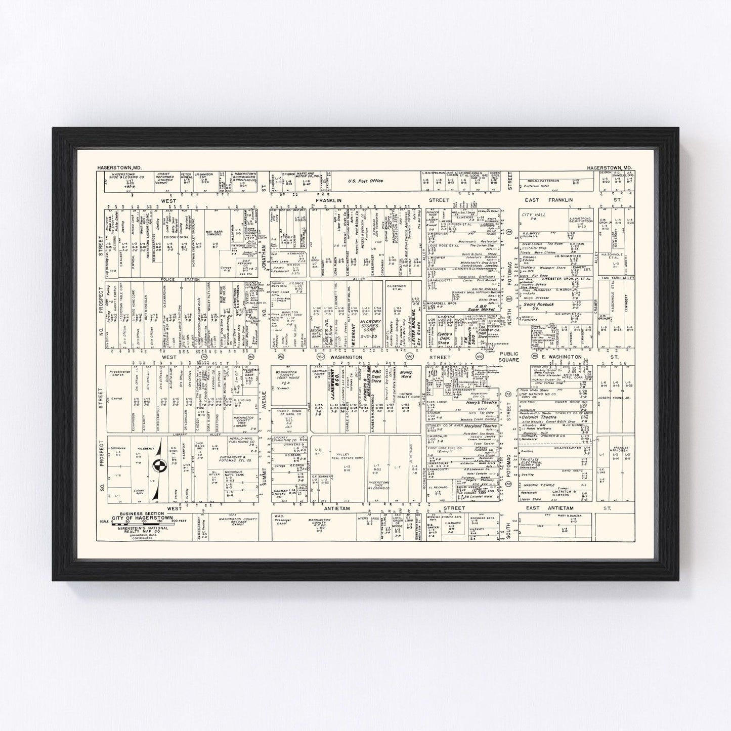 Vintage map of Hagerstown, Maryland, 1947