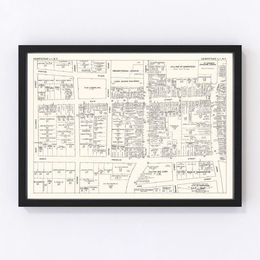 Vintage map of Hempstead business section, New York, 1947