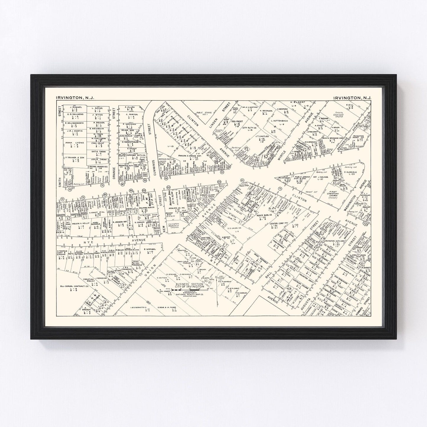 Vintage map of Irvington, New Jersey, 1947