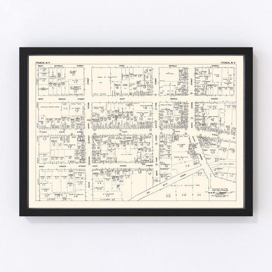 Vintage map of Ithaca, Tompkins County, New York, 1947