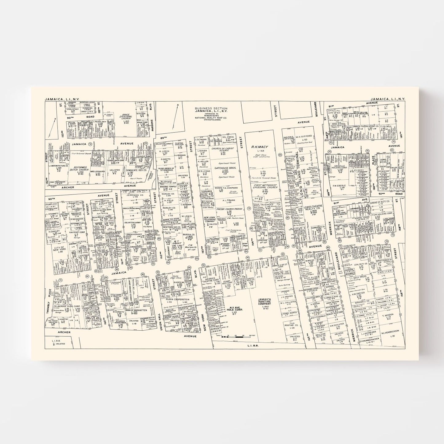 Vintage Map of Jamaica, Queens County, New York, 1947