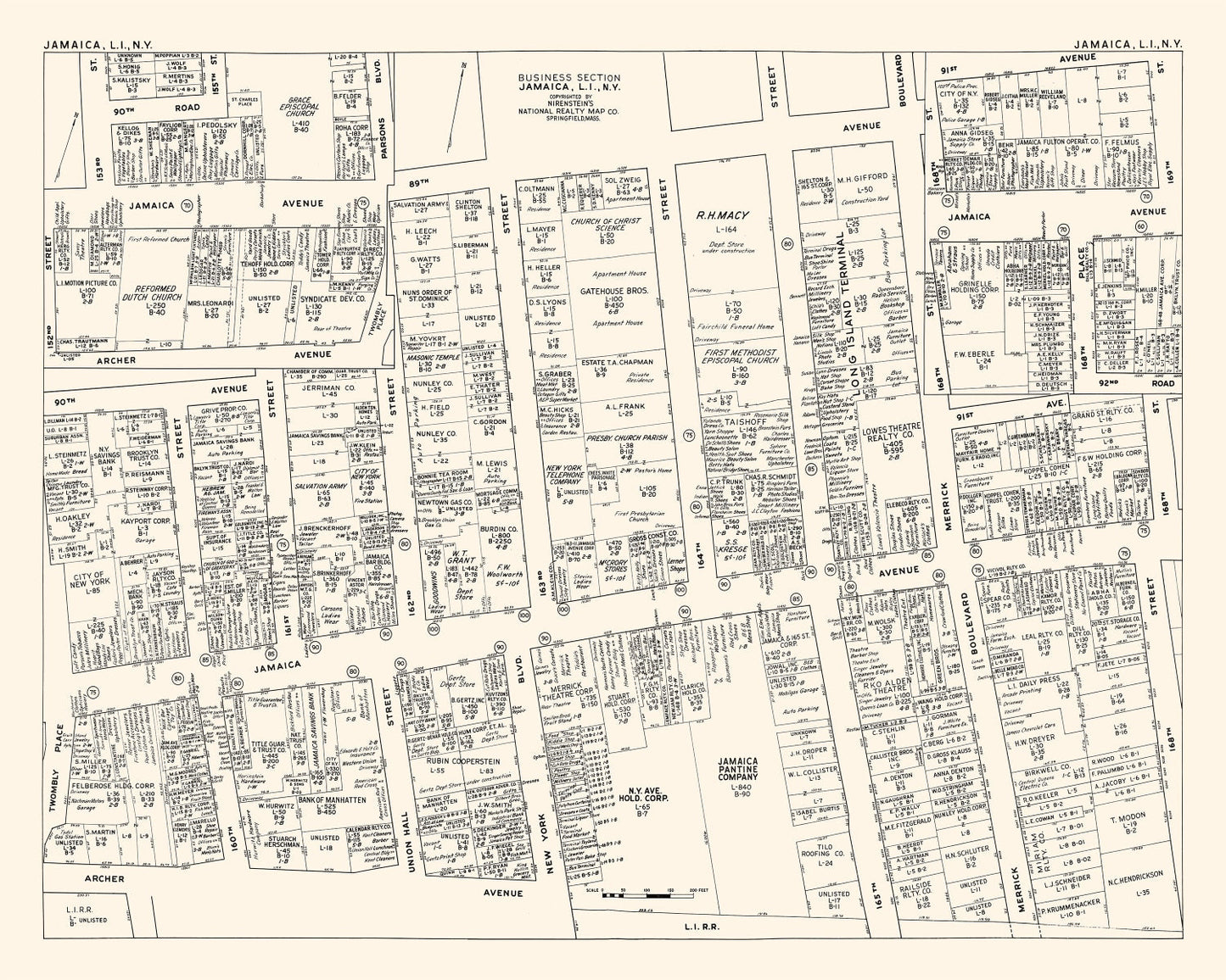 Vintage Map of Jamaica, Queens County, New York, 1947
