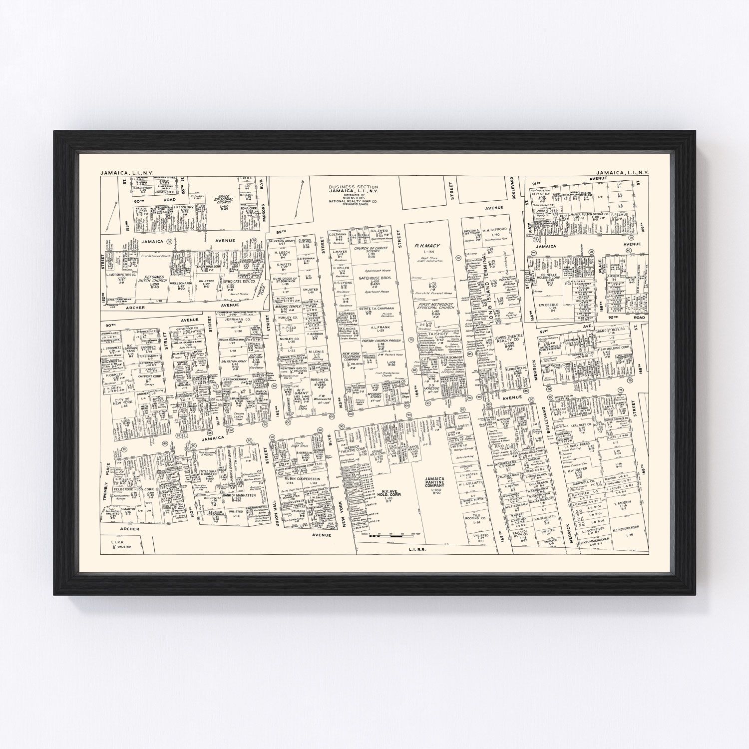 Vintage map of Jamaica, Queens County, New York, 1947