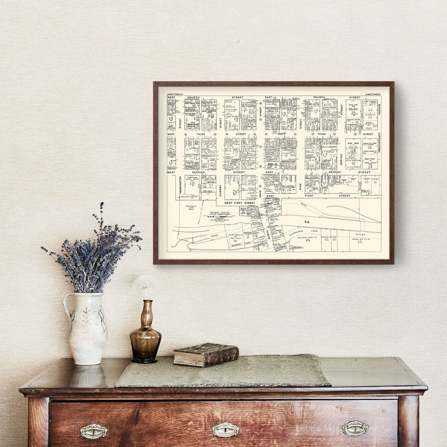 Vintage Map of Jamestown, Chautauqua County, New York, 1947