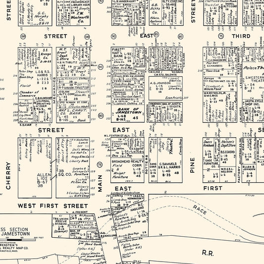 Vintage Map of Jamestown, Chautauqua County, New York, 1947