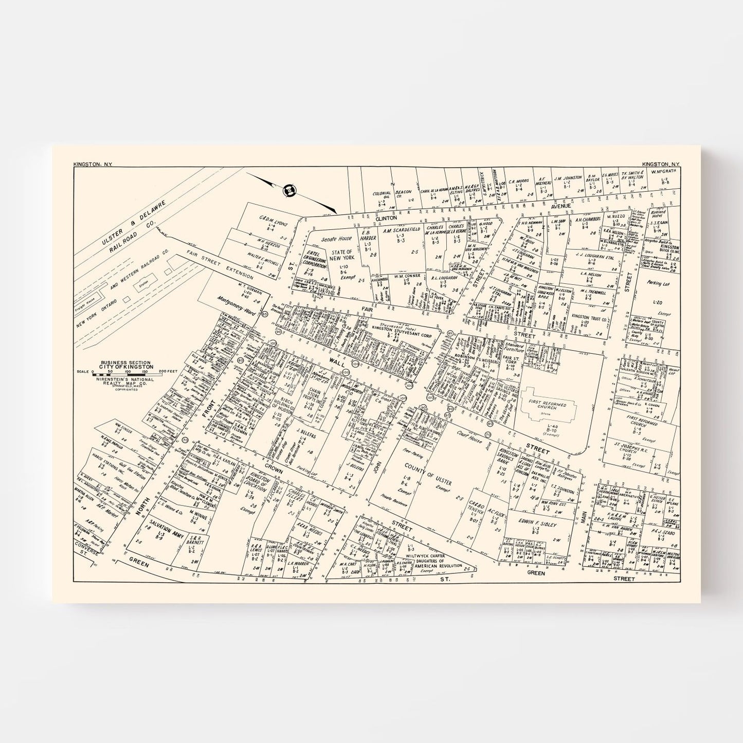 Vintage Map of Kingston, Ulster County, New York, 1947