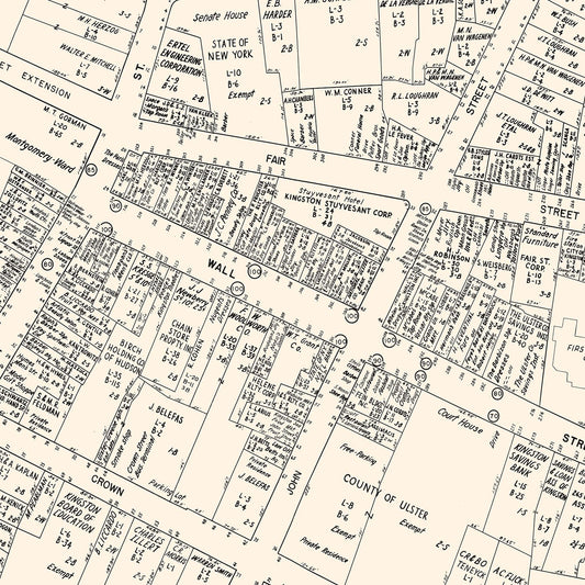 Vintage Map of Kingston, Ulster County, New York, 1947