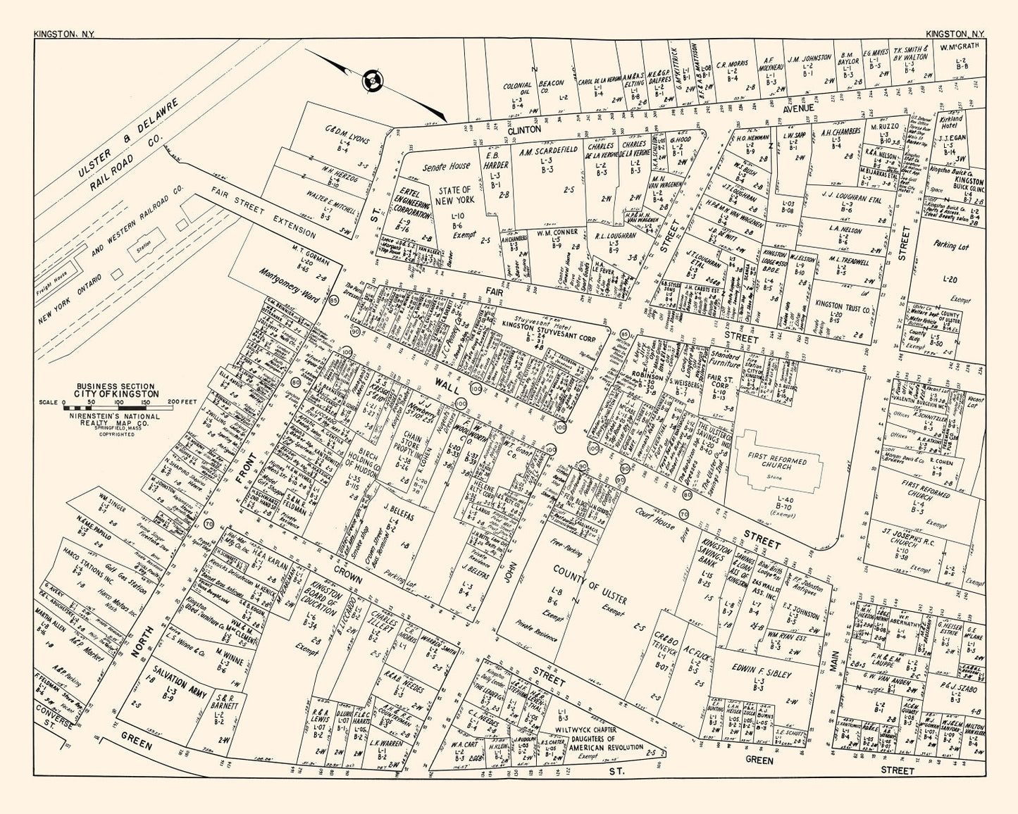 Vintage Map of Kingston, Ulster County, New York, 1947