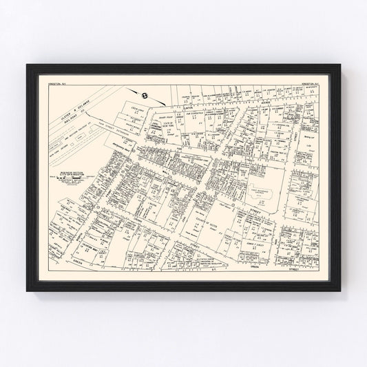 vintage map of Kingston, New York business section, 1947