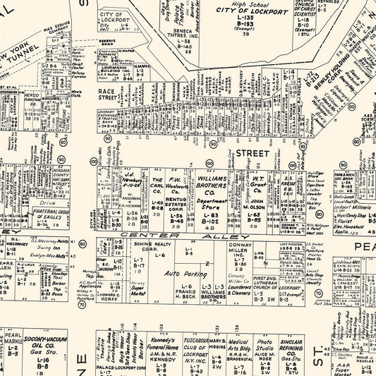 Vintage Map of Lockport Business Section, New York, 1947
