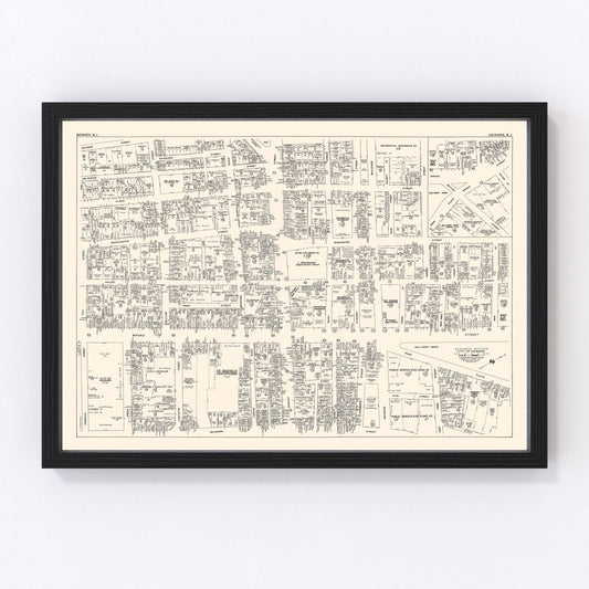 Vintage map of the Newark business section, New Jersey, 1947