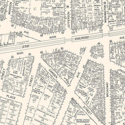Vintage Map of Passaic, New Jersey Business Section, 1947