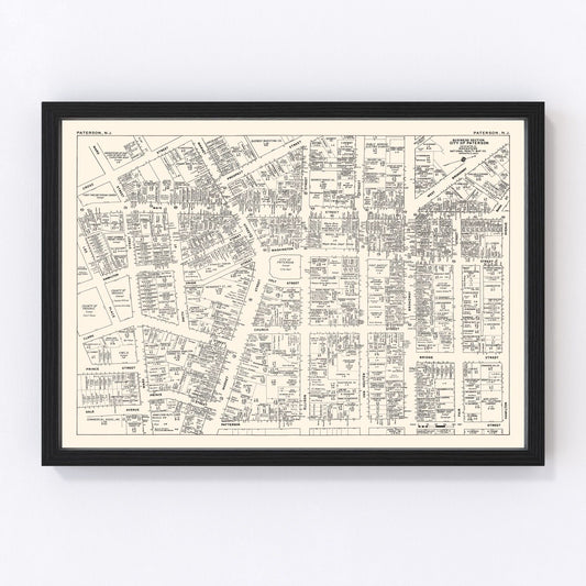 Vintage map of Paterson, New Jersey business section, 1947