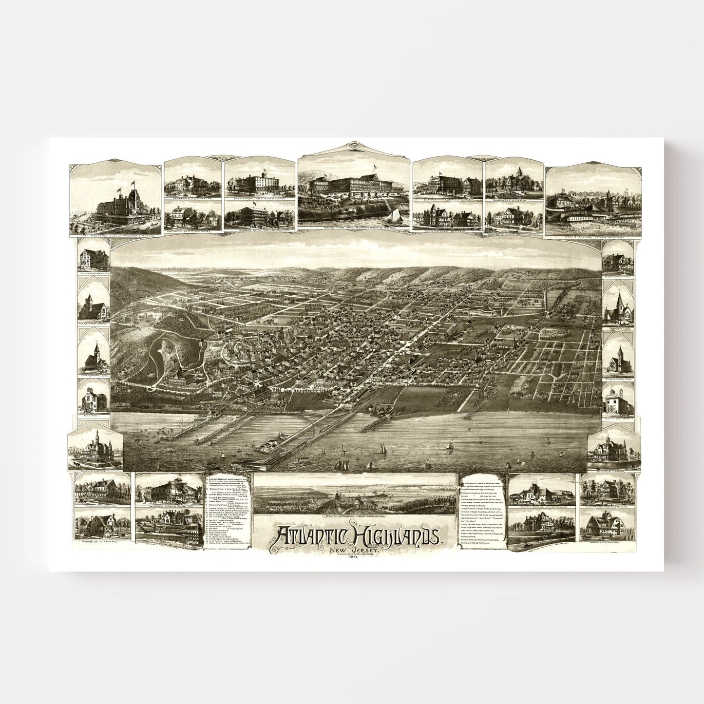 Vintage Map of Atlantic Highlands, New Jersey, 1894