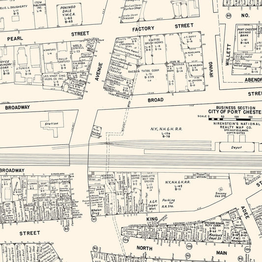 Vintage Map of Port Chester, NY Business Section, 1947