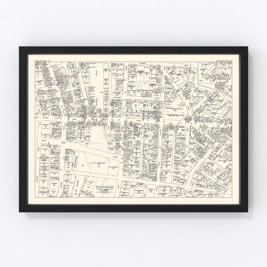 vintage map of Rochester, New York business section, 1947