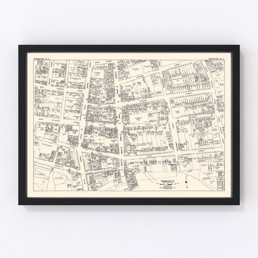 vintage map of Trenton, New Jersey business section, 1947