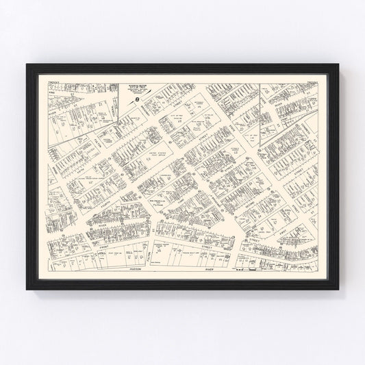 Vintage map of Troy, New York business section, 1947