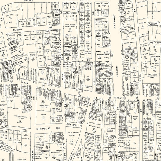 Vintage Map of Brockton, MA Business Section, 1946