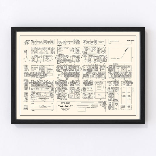 Vintage map of Holyoke business section, Hampden County, Massachusetts, 1946