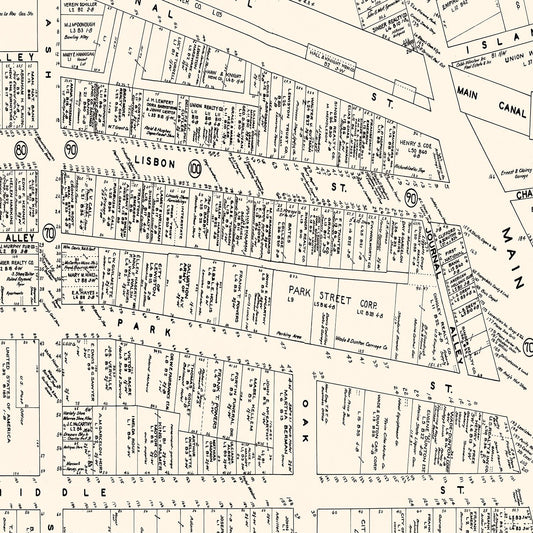 Vintage Map of Lewiston, Maine Business Section, 1946