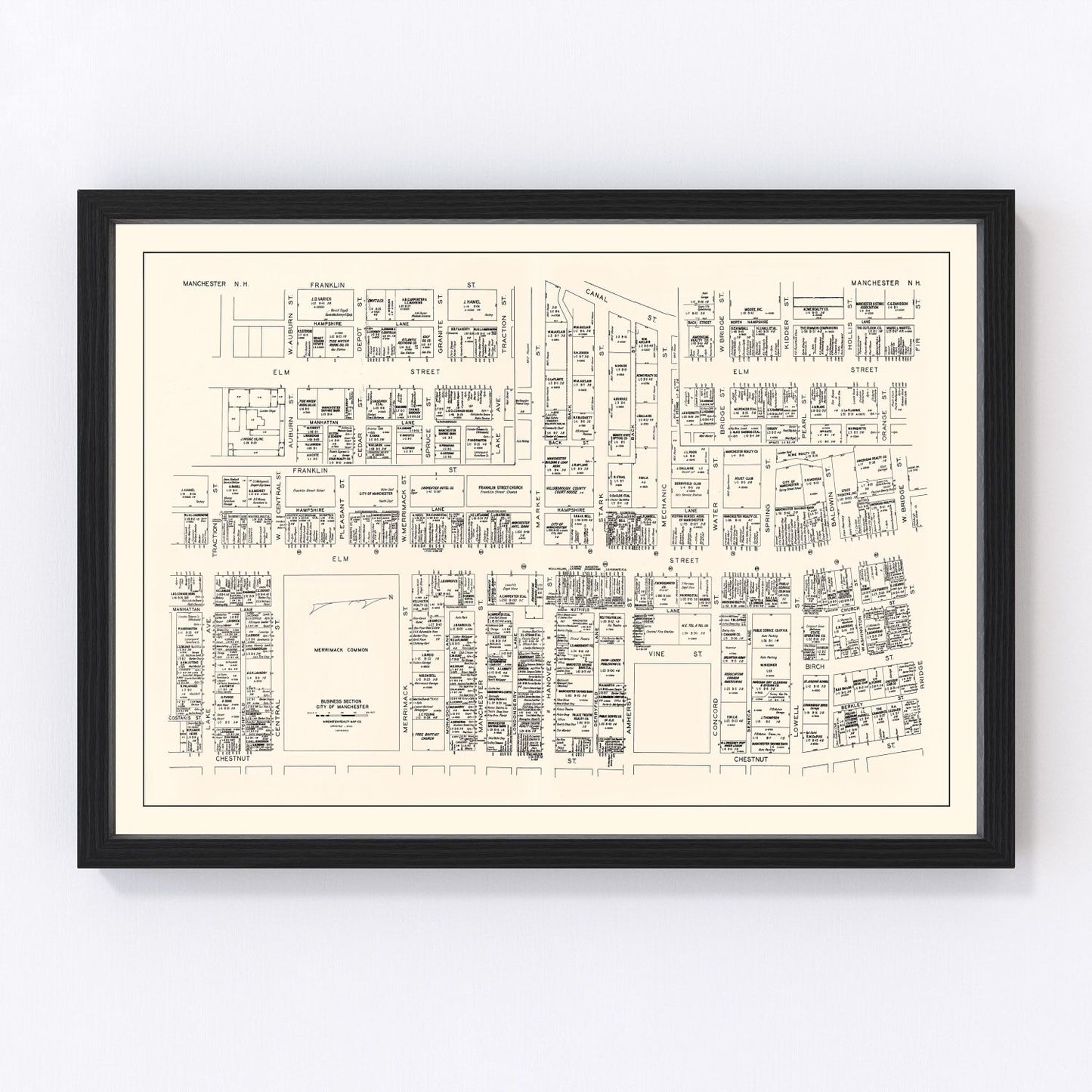 Vintage map of Manchester, New Hampshire, 1946