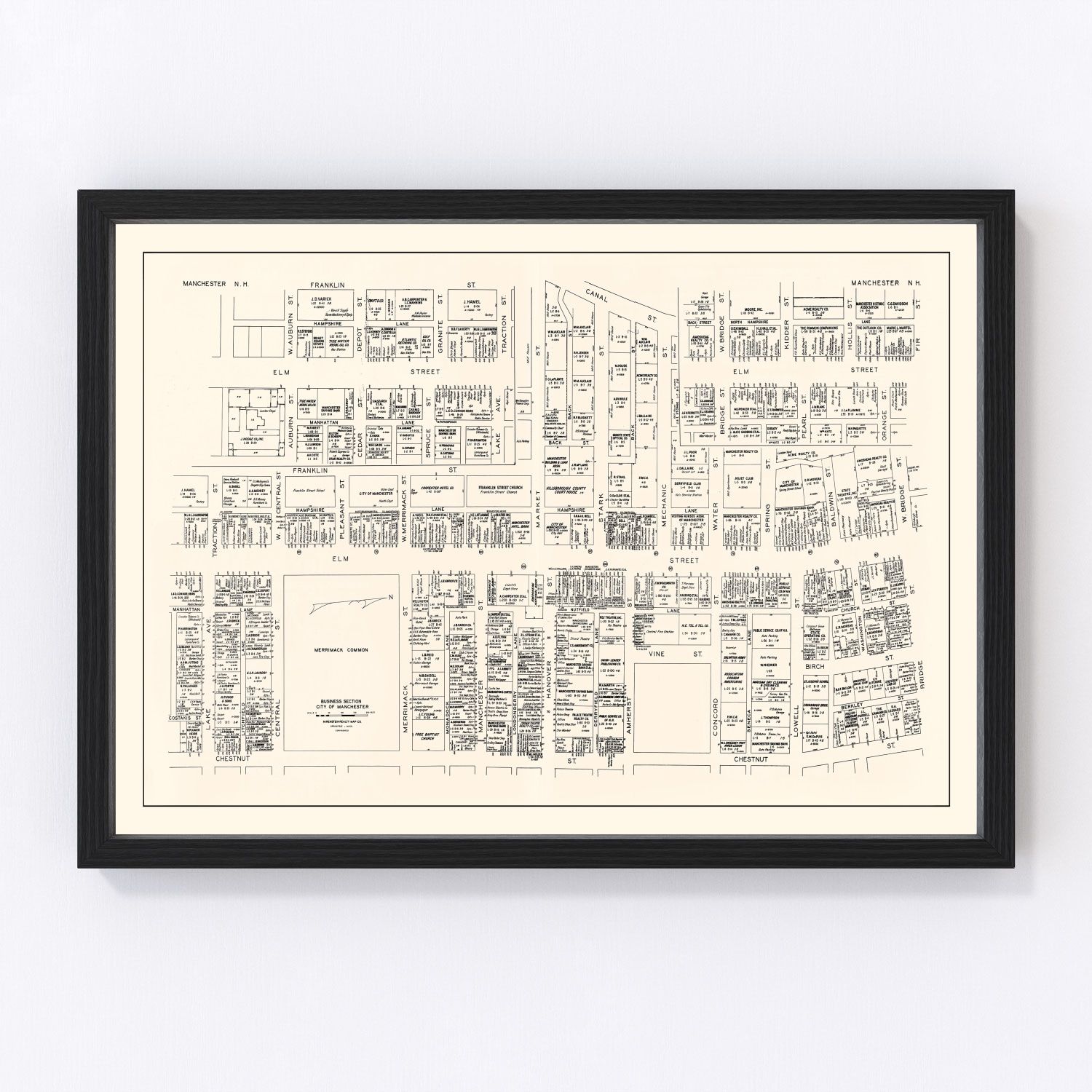 Vintage map of Manchester, New Hampshire, 1946
