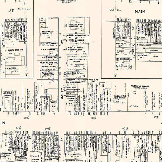 Vintage Map of Middletown, Connecticut, 1946