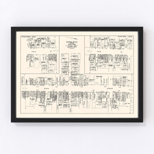 vintage map of Middletown, Connecticut, 1946