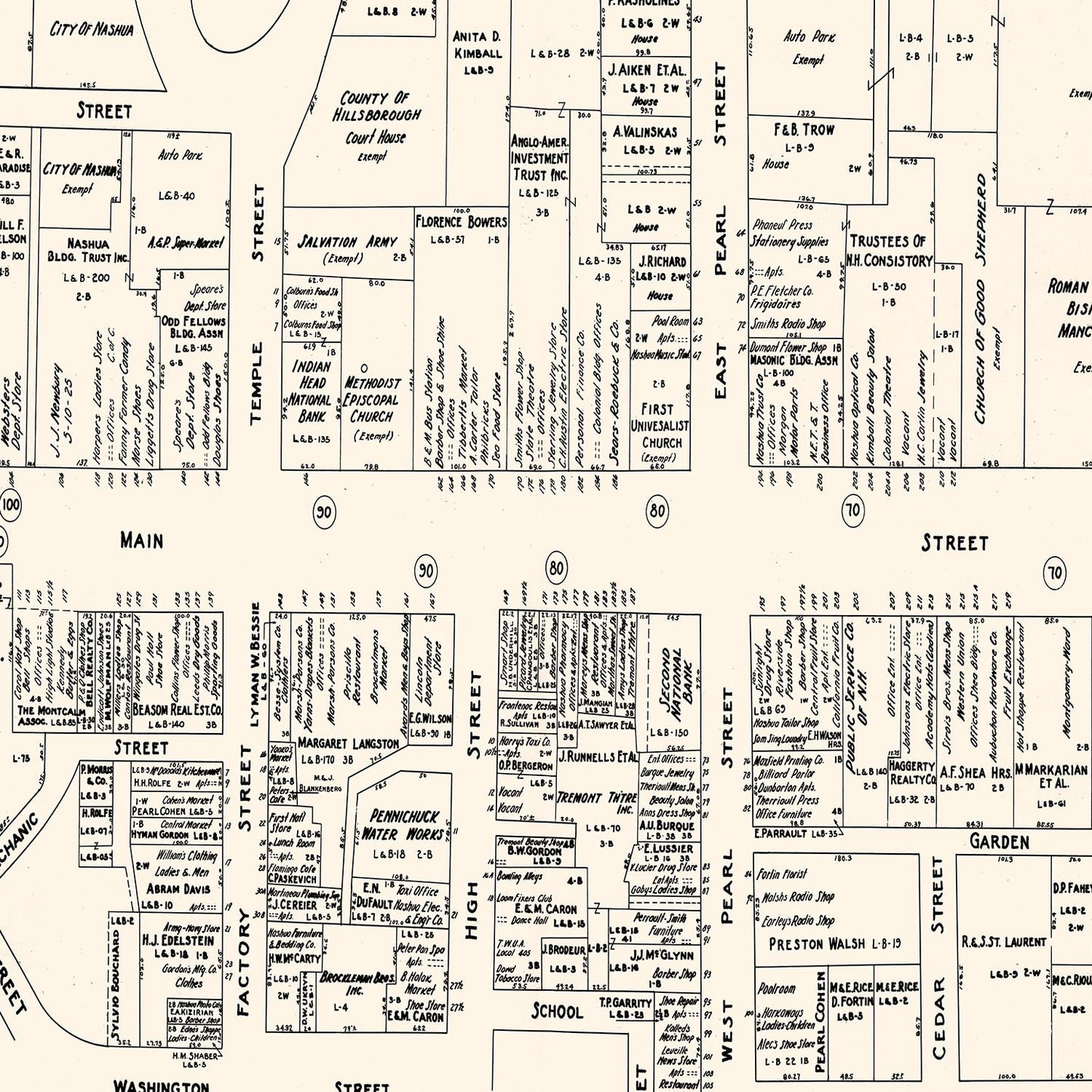 Vintage Map of Nashua, New Hampshire, 1946