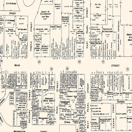 Vintage Map of Nashua, New Hampshire, 1946