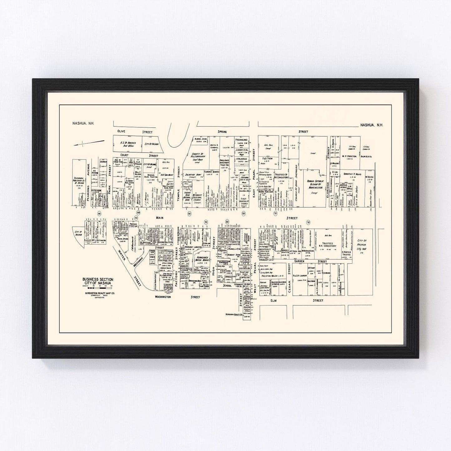 Vintage map of Nashua, New Hampshire, 1946