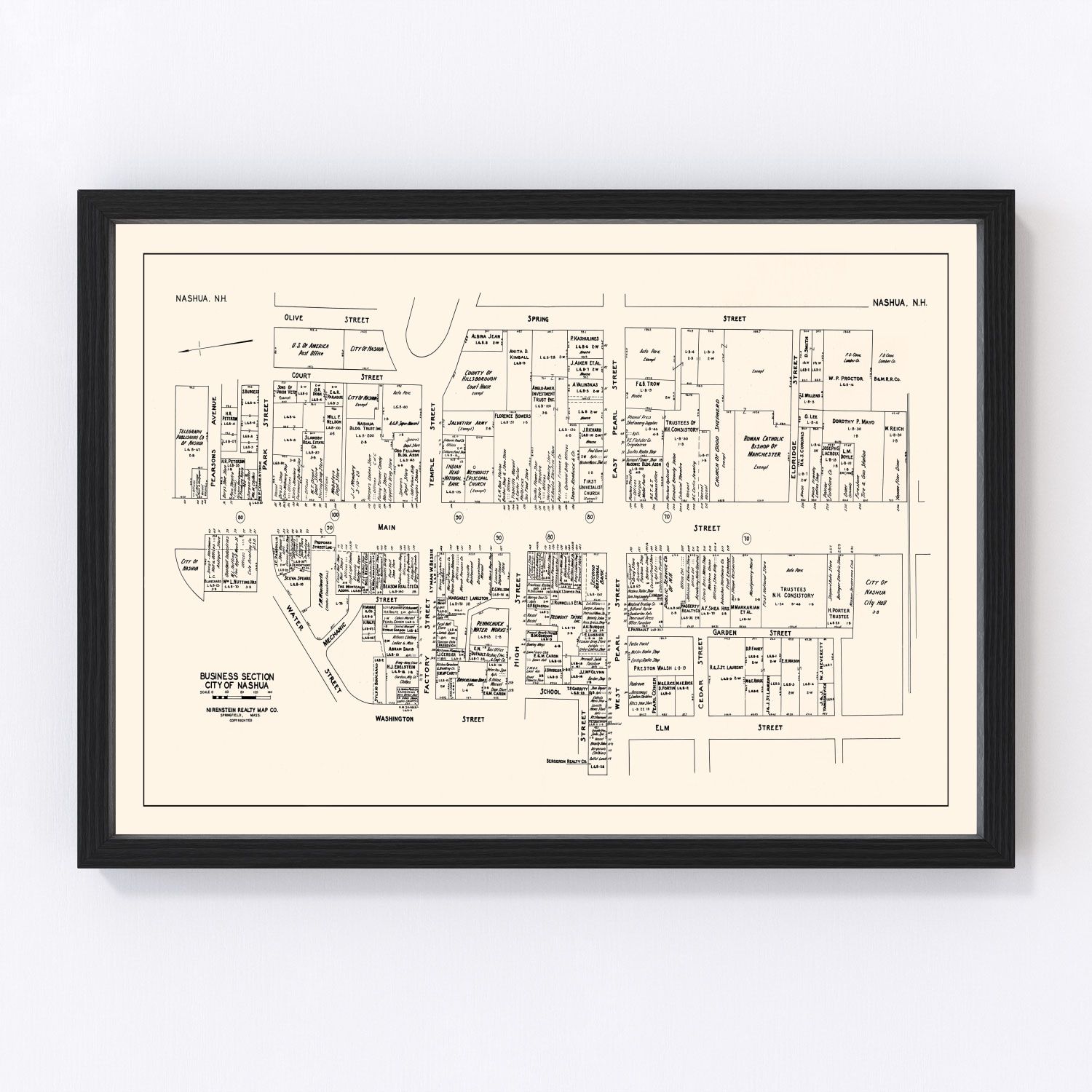 Vintage map of Nashua, New Hampshire, 1946