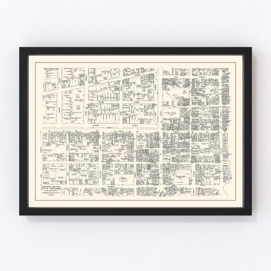 Vintage map of New Haven business section, Connecticut, 1946