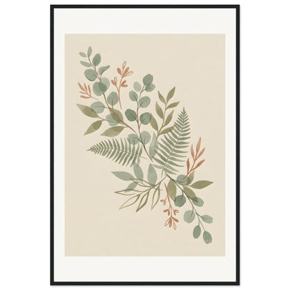 Sage Botanica Boho Botanical Print - 60x90 cm / 24x36″ / Museum-Quality Matte Paper Wooden Framed Poster - Black frame - Sparkycare