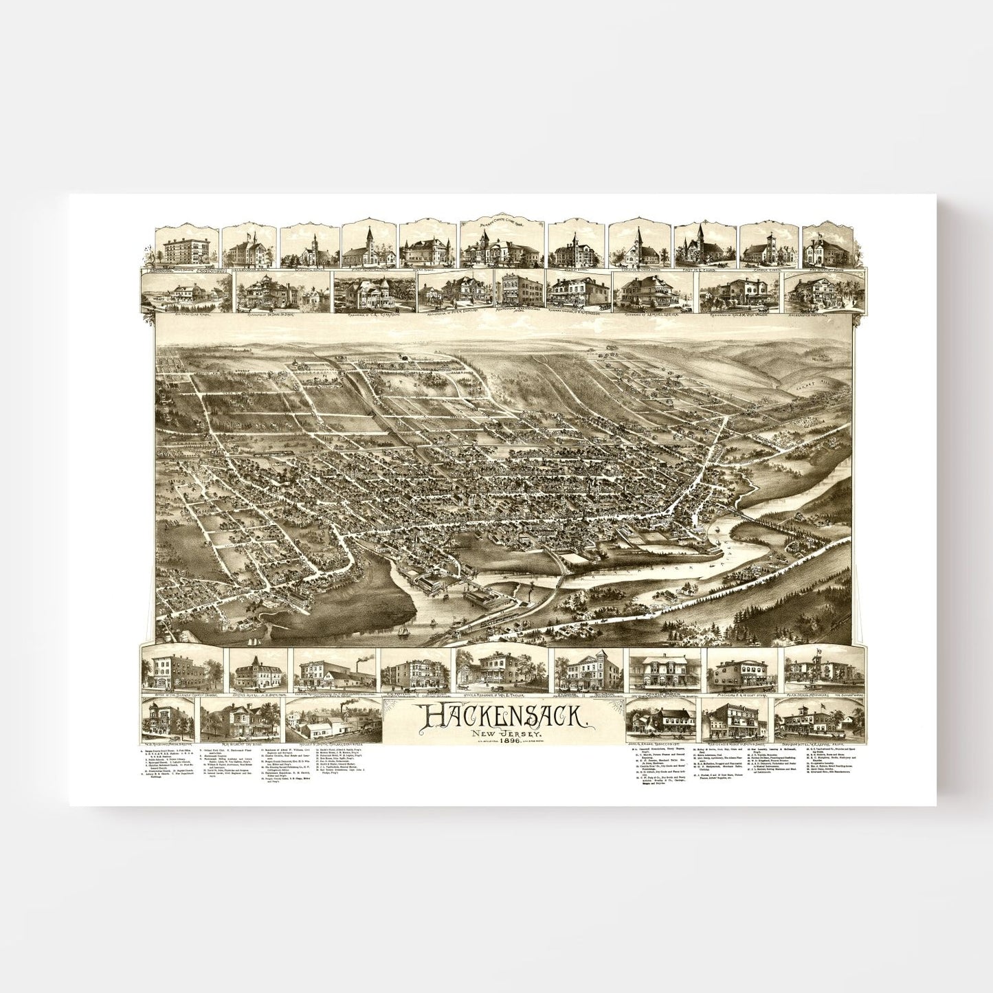 Vintage Map of Hackensack, New Jersey, 1896