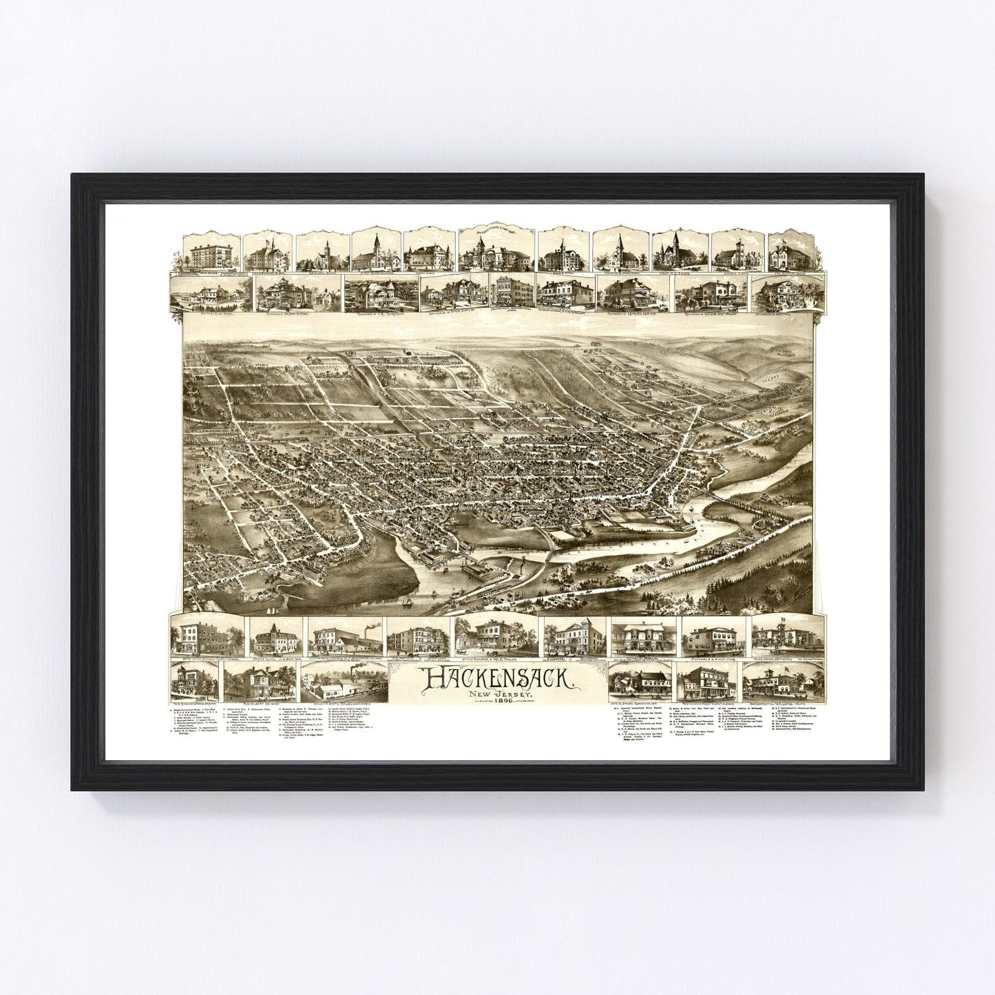 vintage map of Hackensack, New Jersey, 1896