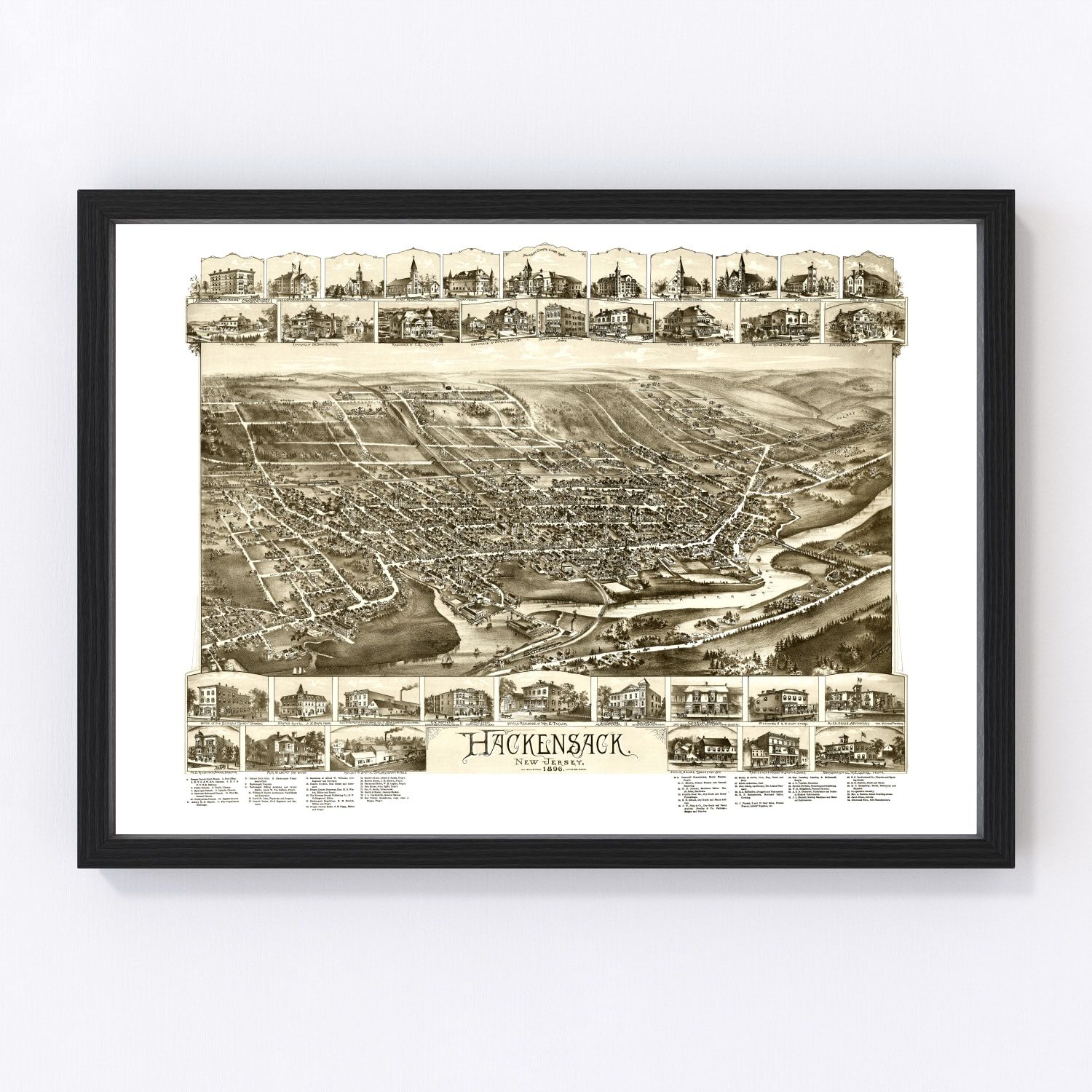 vintage map of Hackensack, New Jersey, 1896