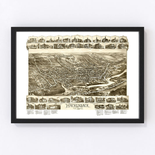 vintage map of Hackensack, New Jersey, 1896