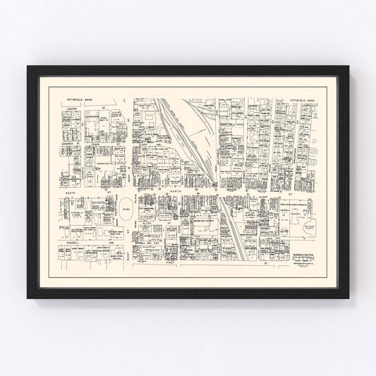 Vintage map of Pittsfield, Massachusetts business section, 1946