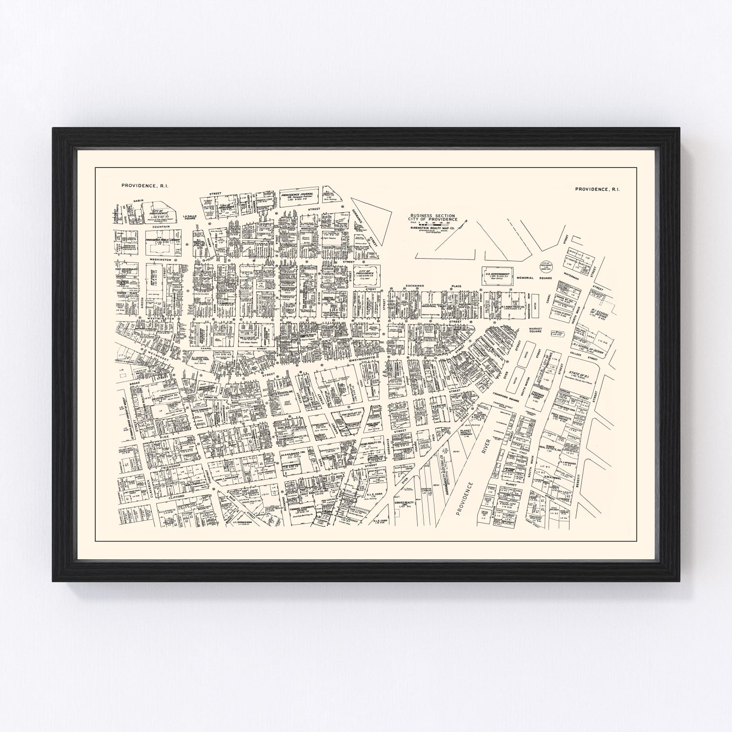 Vintage map of Providence Rhode Island business section, 1946