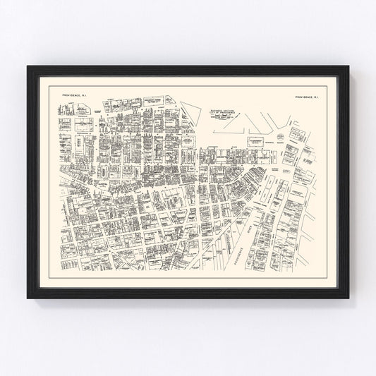 Vintage map of Providence Rhode Island business section, 1946