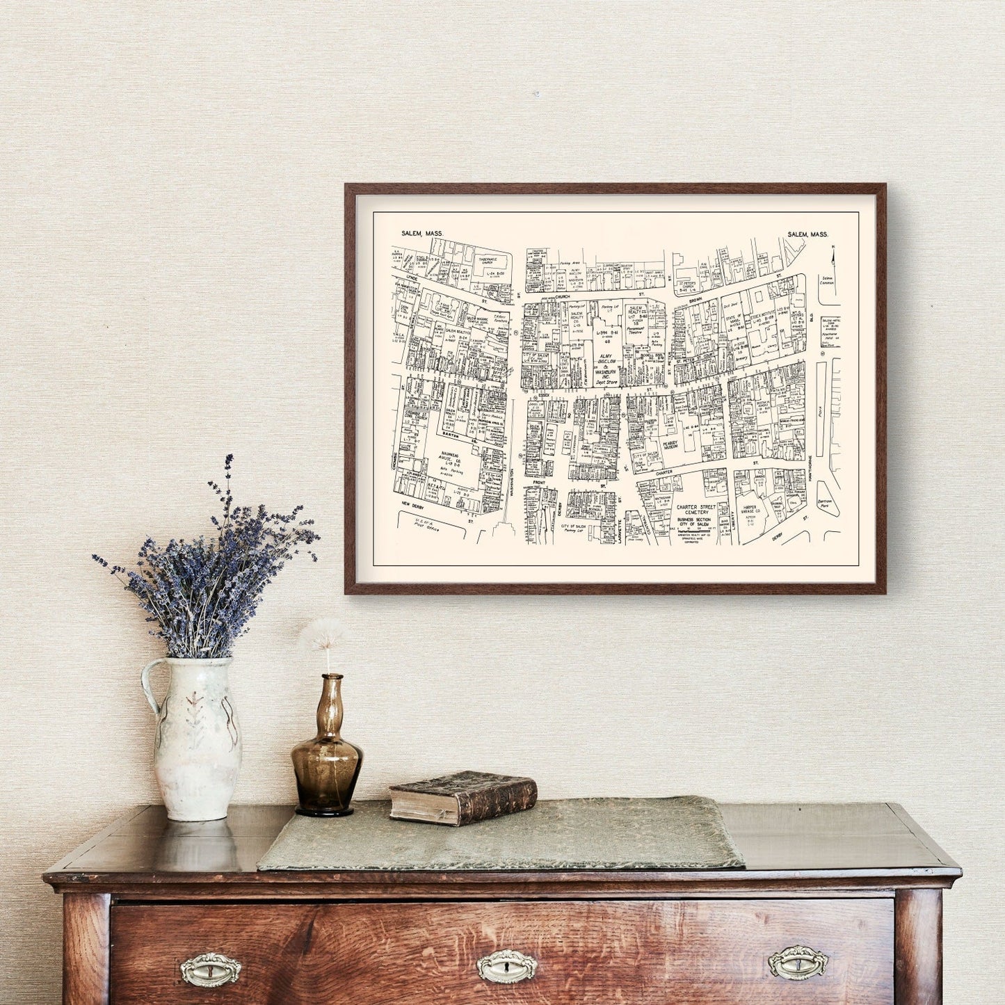 Vintage Map of Salem Business Section, Massachusetts, 1946