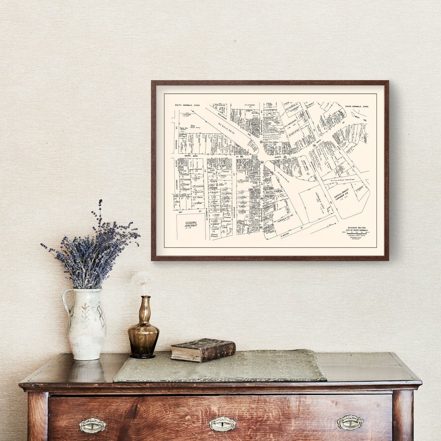 Vintage Map of South Norwalk, Connecticut Business Section, 1946