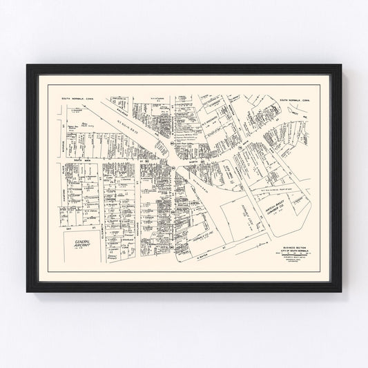 vintage map of South Norwalk, Connecticut, 1946